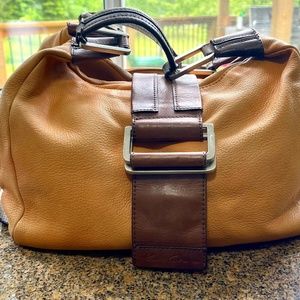 Kenneth Cole New York Leather Hobo Satchel Orange and Brown